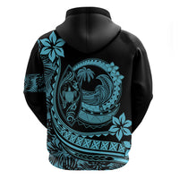 Polynesian Plumeria Hoodie Ride The Waves - Turquoise - Wonder Print Shop