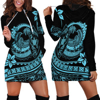 Polynesian Plumeria Hoodie Dress Ride The Waves - Turquoise - Wonder Print Shop