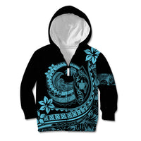 Polynesian Plumeria Kid Hoodie Ride The Waves - Turquoise - Wonder Print Shop