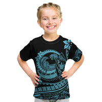 Polynesian Plumeria Kid T Shirt Ride The Waves - Turquoise - Wonder Print Shop