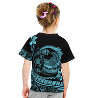 Polynesian Plumeria Kid T Shirt Ride The Waves - Turquoise - Wonder Print Shop