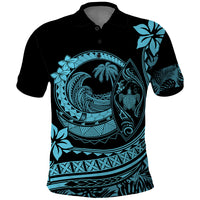 Polynesian Plumeria Polo Shirt Ride The Waves - Turquoise - Wonder Print Shop