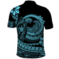 Polynesian Plumeria Polo Shirt Ride The Waves - Turquoise - Wonder Print Shop