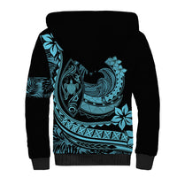 Polynesian Plumeria Sherpa Hoodie Ride The Waves - Turquoise - Wonder Print Shop