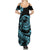 Polynesian Plumeria Summer Maxi Dress Ride The Waves - Turquoise - Wonder Print Shop