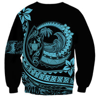 Polynesian Plumeria Sweatshirt Ride The Waves - Turquoise - Wonder Print Shop