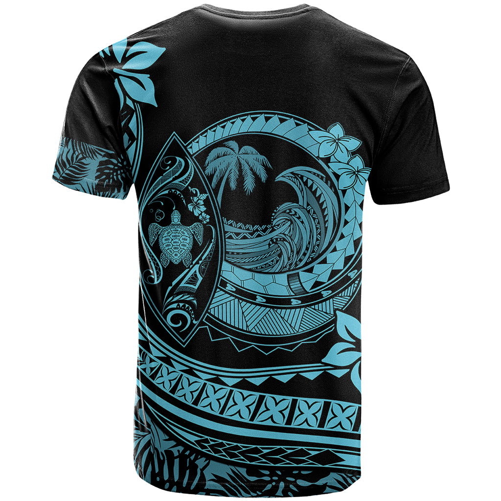 Polynesian Plumeria T Shirt Ride The Waves - Turquoise - Wonder Print Shop