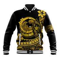 Polynesian Plumeria Baseball Jacket Ride The Waves - Yellow LT7 - Wonder Print Shop