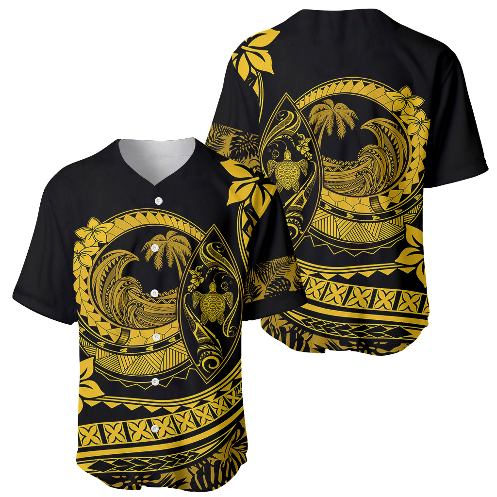Polynesian Plumeria Baseball Jersey Ride The Waves - Yellow LT7 - Wonder Print Shop