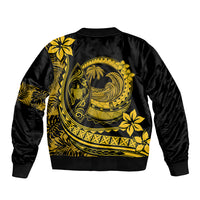 Polynesian Plumeria Bomber Jacket Ride The Waves - Yellow LT7 - Wonder Print Shop