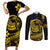 Polynesian Plumeria Couples Matching Short Sleeve Bodycon Dress and Long Sleeve Button Shirts Ride The Waves - Yellow LT7 - Wonder Print Shop