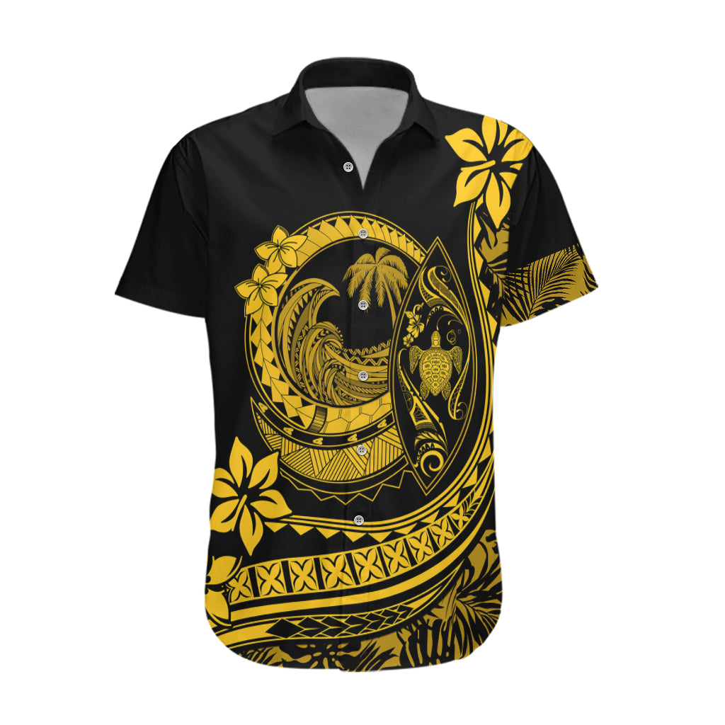 Polynesian Plumeria Hawaiian Shirt Ride The Waves - Yellow - Wonder Print Shop