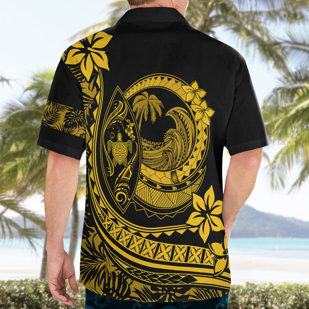 Polynesian Plumeria Hawaiian Shirt Ride The Waves - Yellow - Wonder Print Shop