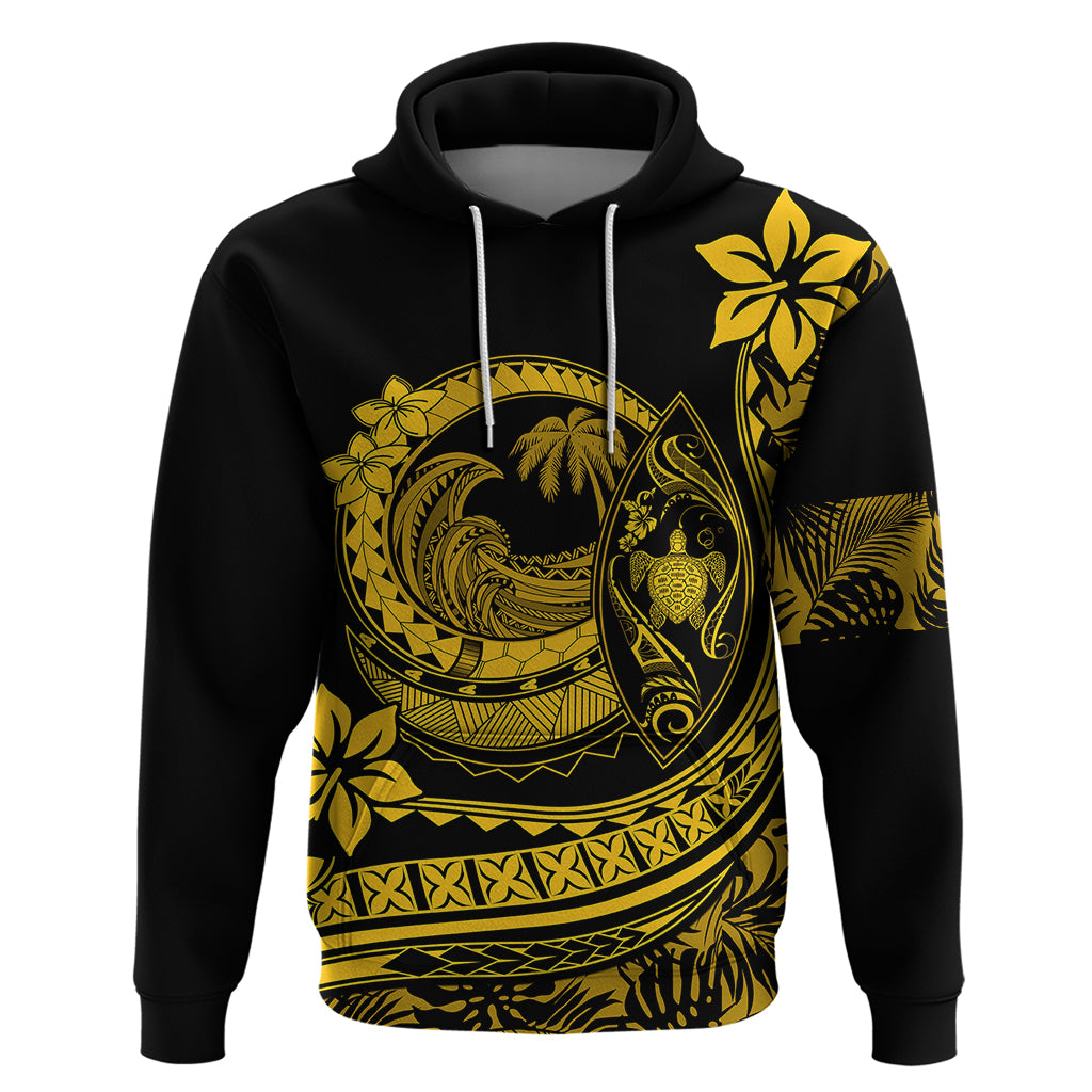 Polynesian Plumeria Hoodie Ride The Waves - Yellow - Wonder Print Shop