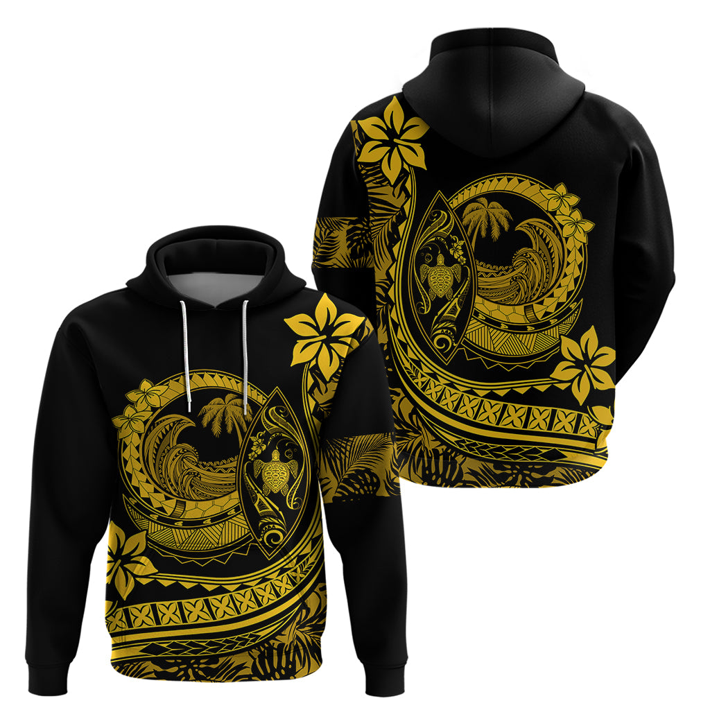 Polynesian Plumeria Hoodie Ride The Waves - Yellow - Wonder Print Shop