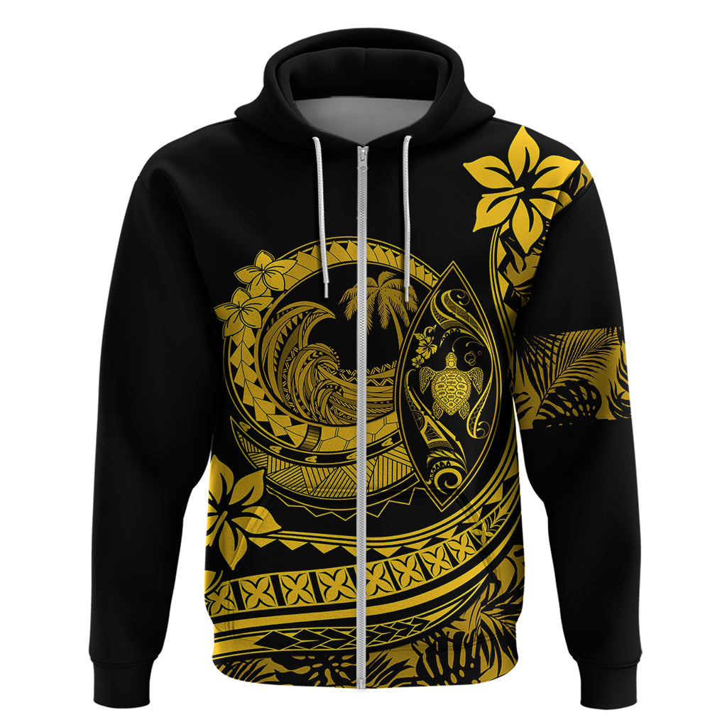 Polynesian Plumeria Hoodie Ride The Waves - Yellow - Wonder Print Shop