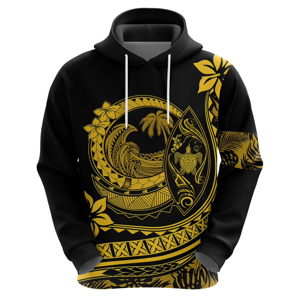 Polynesian Plumeria Hoodie Ride The Waves - Yellow - Wonder Print Shop
