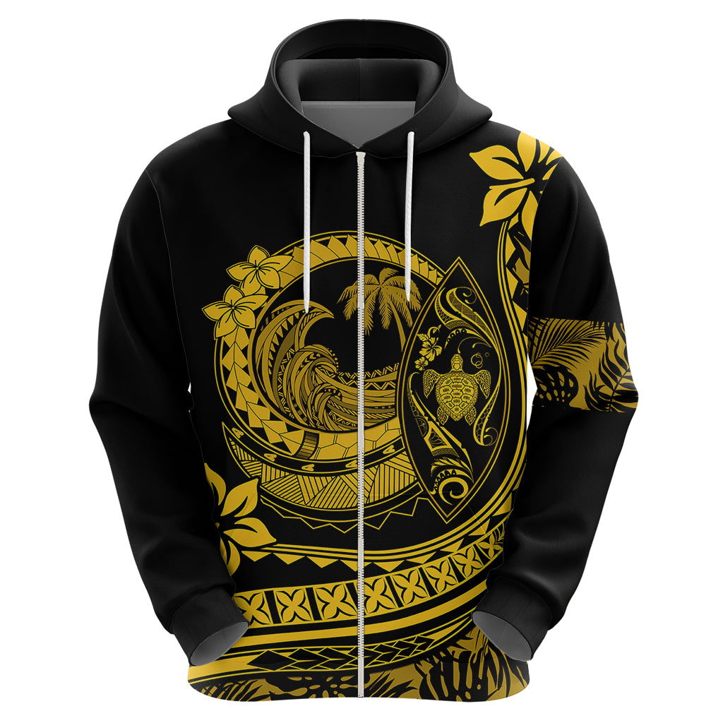 Polynesian Plumeria Hoodie Ride The Waves - Yellow - Wonder Print Shop