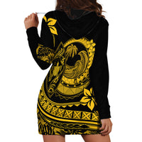 Polynesian Plumeria Hoodie Dress Ride The Waves - Yellow - Wonder Print Shop