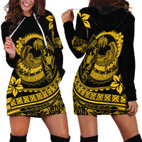 Polynesian Plumeria Hoodie Dress Ride The Waves - Yellow - Wonder Print Shop