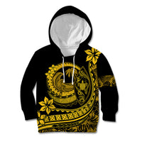 Polynesian Plumeria Kid Hoodie Ride The Waves - Yellow - Wonder Print Shop