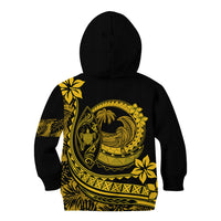 Polynesian Plumeria Kid Hoodie Ride The Waves - Yellow - Wonder Print Shop