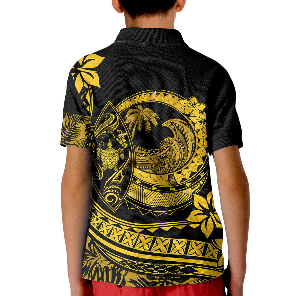 Polynesian Plumeria Kid Polo Shirt Ride The Waves - Yellow - Wonder Print Shop