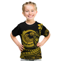 Polynesian Plumeria Kid T Shirt Ride The Waves - Yellow - Wonder Print Shop