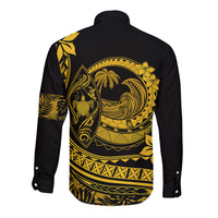 Polynesian Plumeria Long Sleeve Button Shirt Ride The Waves - Yellow - Wonder Print Shop