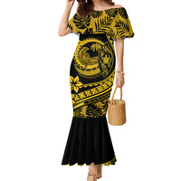 Polynesian Plumeria Mermaid Dress Ride The Waves - Yellow - Wonder Print Shop