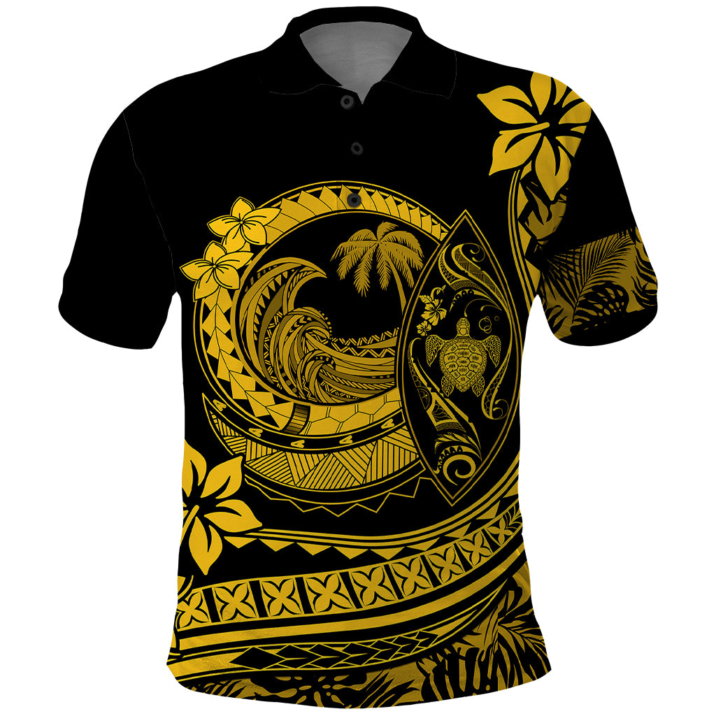 Polynesian Plumeria Polo Shirt Ride The Waves - Yellow - Wonder Print Shop