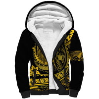 Polynesian Plumeria Sherpa Hoodie Ride The Waves - Yellow - Wonder Print Shop