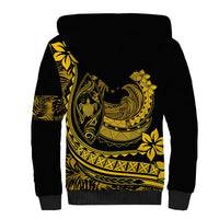 Polynesian Plumeria Sherpa Hoodie Ride The Waves - Yellow - Wonder Print Shop