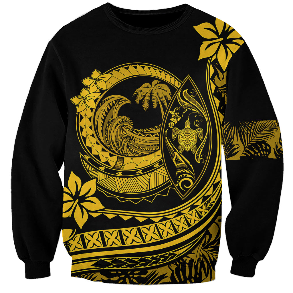 Polynesian Plumeria Sweatshirt Ride The Waves - Yellow - Wonder Print Shop
