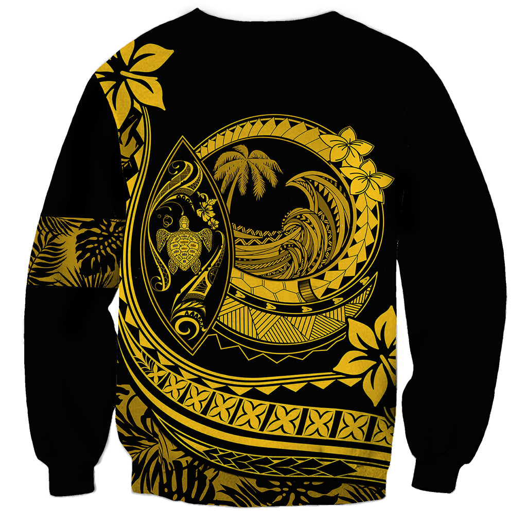 Polynesian Plumeria Sweatshirt Ride The Waves - Yellow - Wonder Print Shop