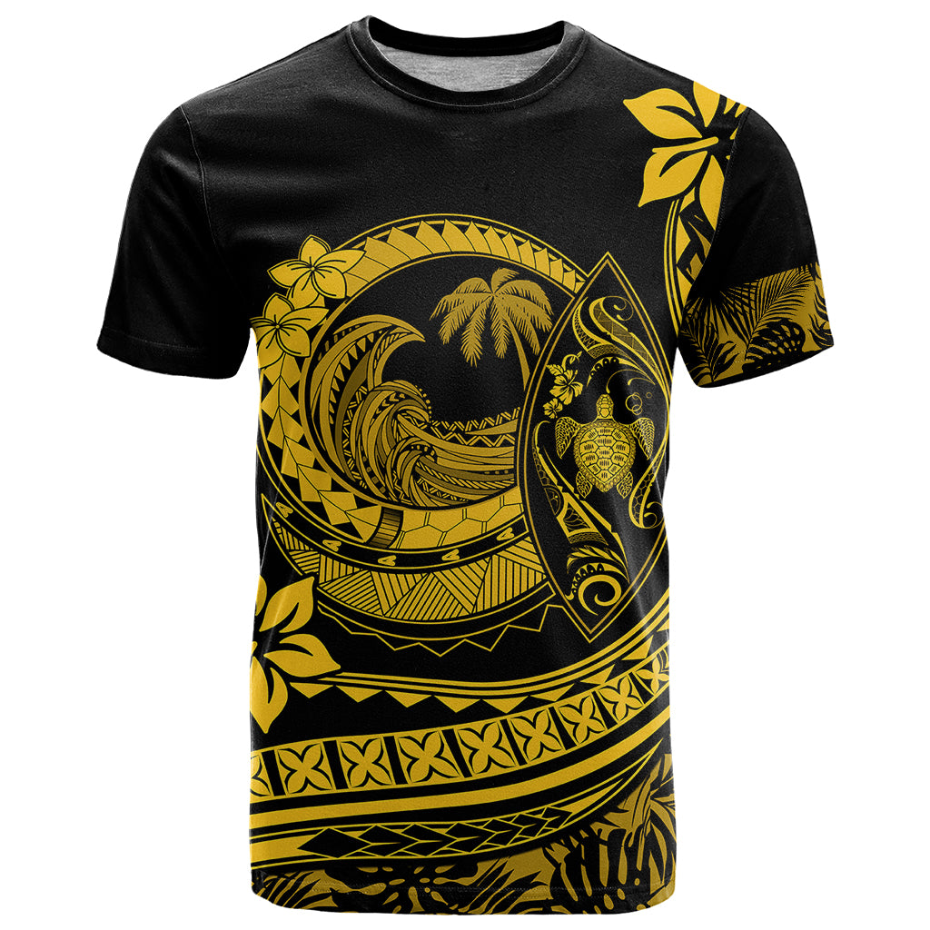 Polynesian Plumeria T Shirt Ride The Waves - Yellow - Wonder Print Shop