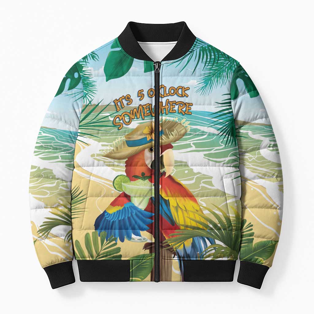 Aloha Hawaii It's 5 o'clock Somewhere Bomber Puffer Jacket - Wonder Print Shop