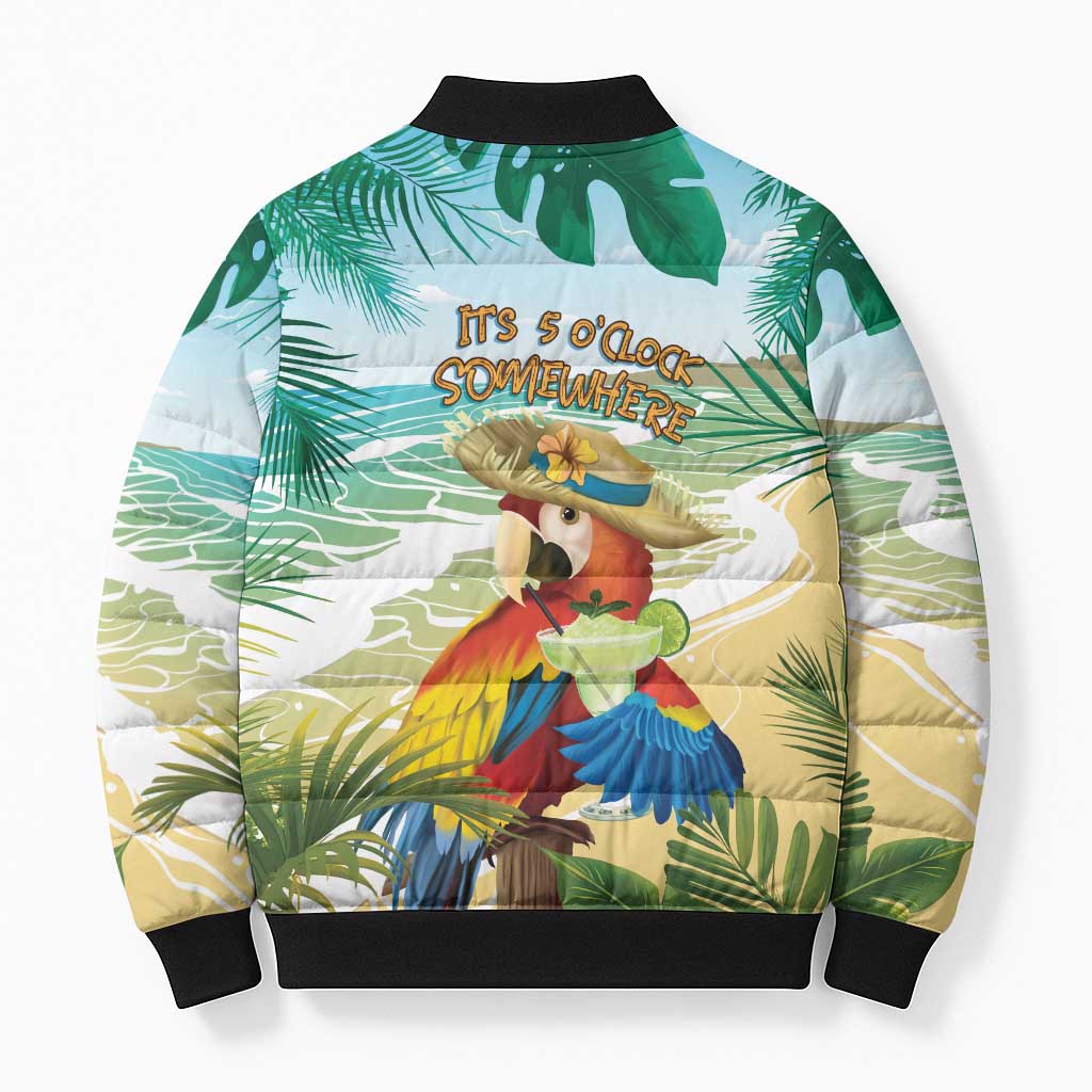 Aloha Hawaii It's 5 o'clock Somewhere Bomber Puffer Jacket - Wonder Print Shop