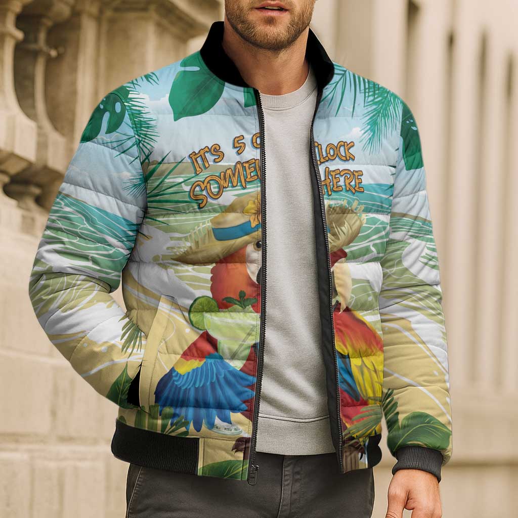 Aloha Hawaii It's 5 o'clock Somewhere Bomber Puffer Jacket - Wonder Print Shop