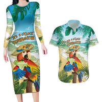 Aloha Hawaii It's 5 o'clock Somewhere Couples Matching Long Sleeve Bodycon Dress and Hawaiian Shirt - Wonder Print Shop