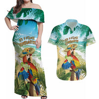 Aloha Hawaii It's 5 o'clock Somewhere Couples Matching Off Shoulder Maxi Dress and Hawaiian Shirt - Wonder Print Shop