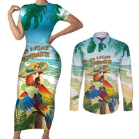 Aloha Hawaii It's 5 o'clock Somewhere Couples Matching Short Sleeve Bodycon Dress and Long Sleeve Button Shirt - Wonder Print Shop