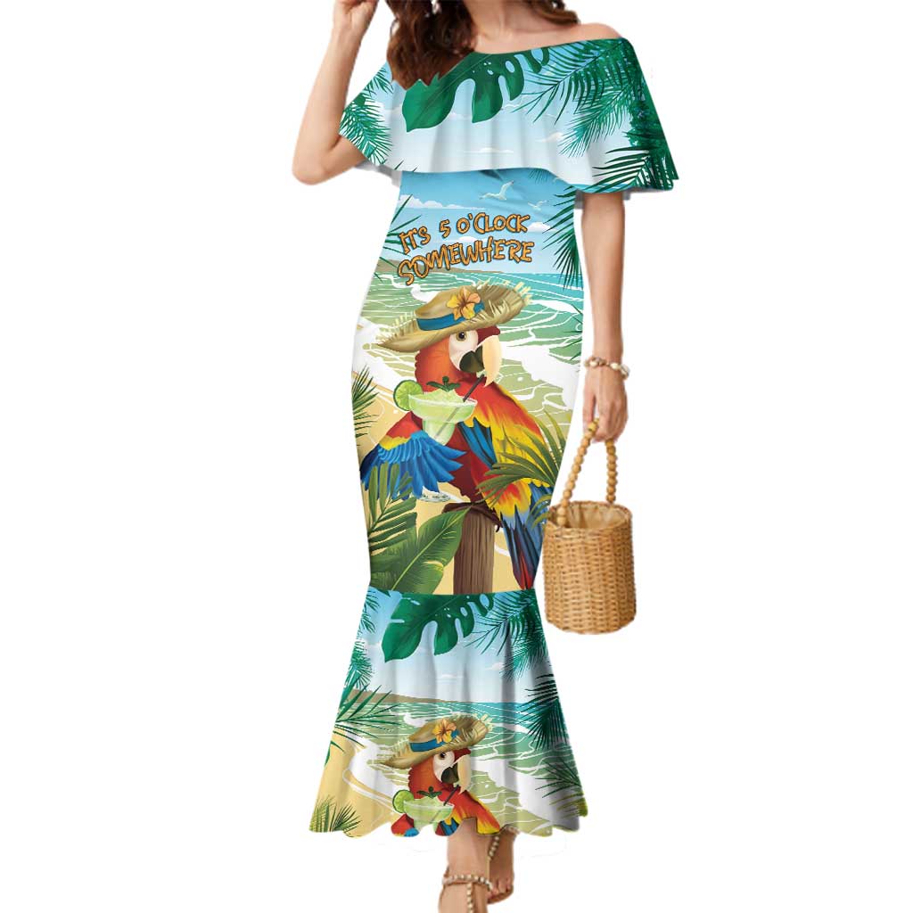Aloha Hawaii It's 5 o'clock Somewhere Family Matching Mermaid Dress and Hawaiian Shirt - Wonder Print Shop