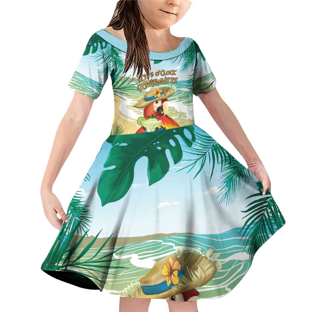 Aloha Hawaii It's 5 o'clock Somewhere Family Matching Off Shoulder Short Dress and Hawaiian Shirt - Wonder Print Shop