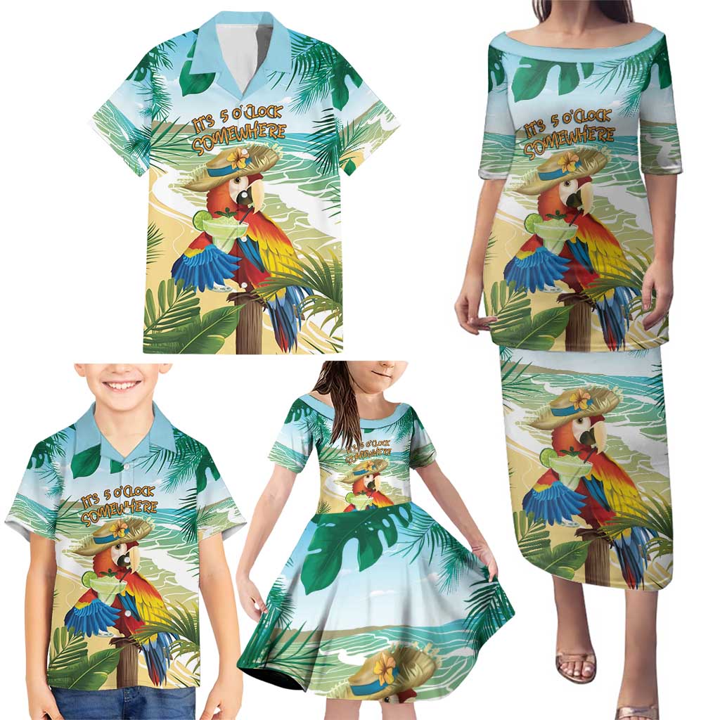 Aloha Hawaii It's 5 o'clock Somewhere Family Matching Puletasi and Hawaiian Shirt - Wonder Print Shop