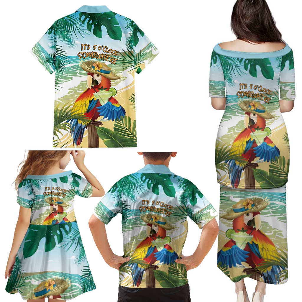 Aloha Hawaii It's 5 o'clock Somewhere Family Matching Puletasi and Hawaiian Shirt - Wonder Print Shop