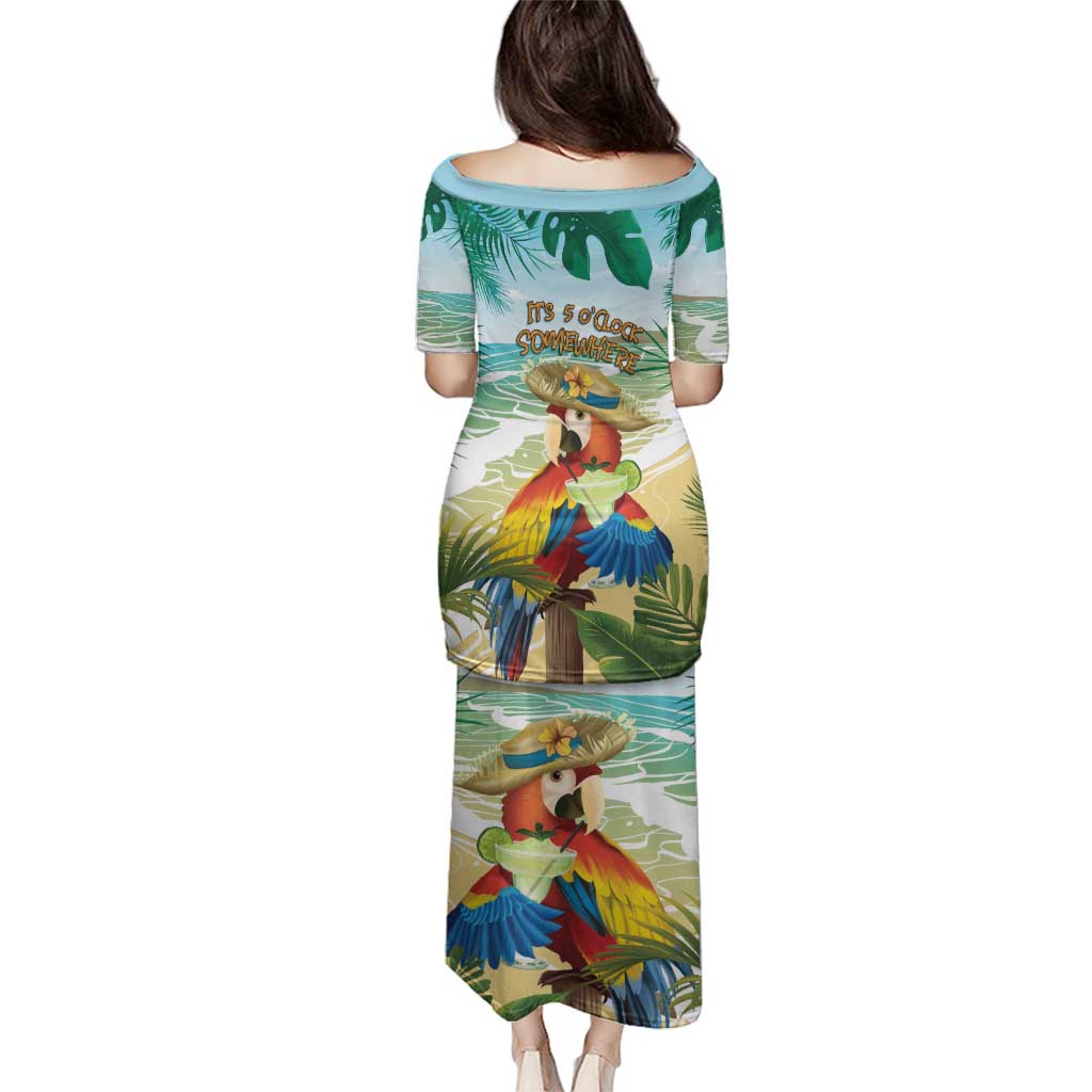 Aloha Hawaii It's 5 o'clock Somewhere Family Matching Puletasi and Hawaiian Shirt - Wonder Print Shop