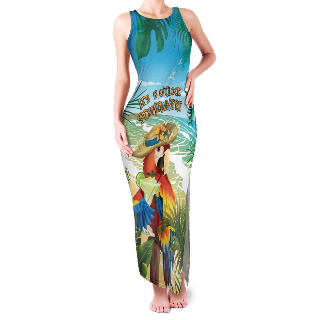 Aloha Hawaii It's 5 o'clock Somewhere Family Matching Tank Maxi Dress and Hawaiian Shirt - Wonder Print Shop