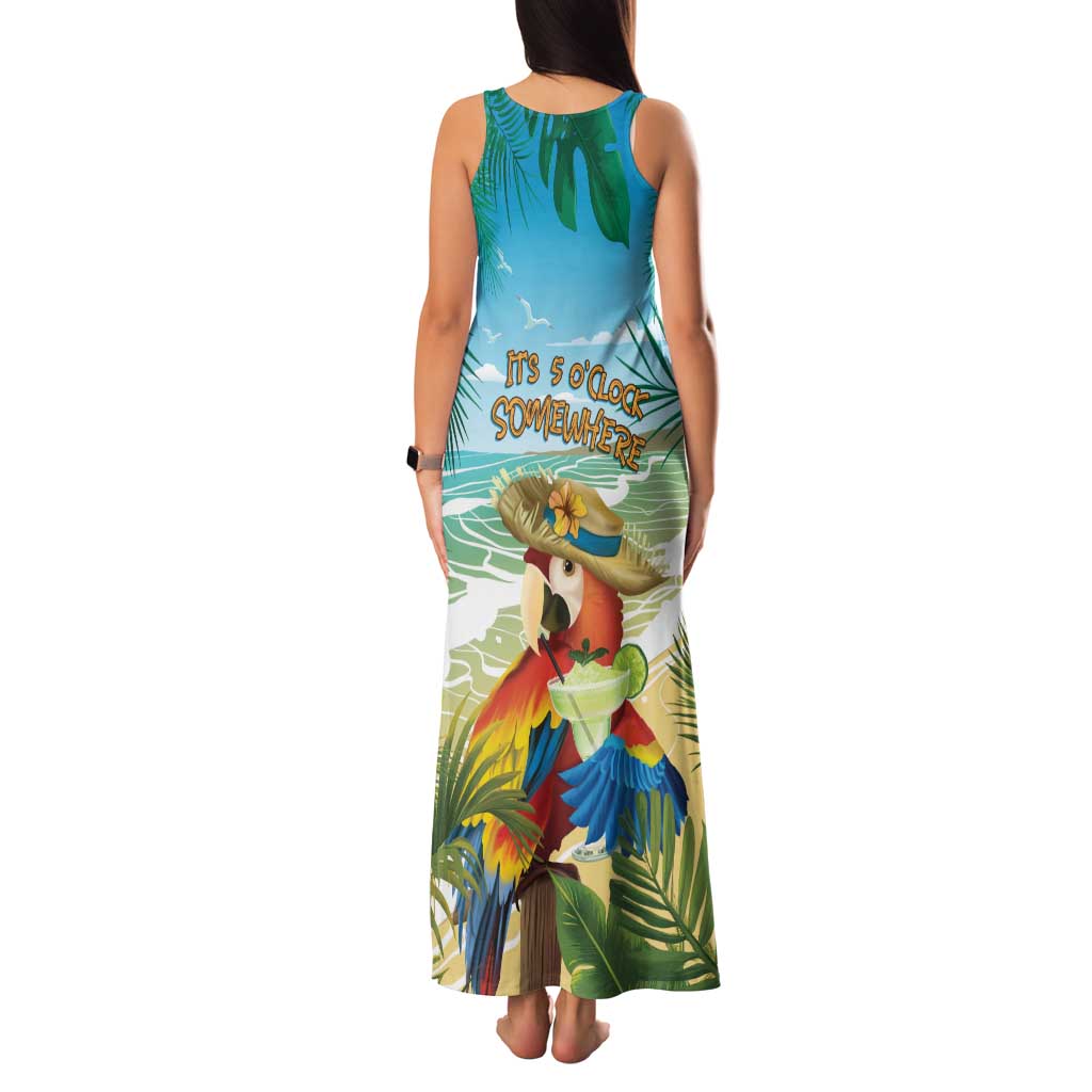 Aloha Hawaii It's 5 o'clock Somewhere Family Matching Tank Maxi Dress and Hawaiian Shirt - Wonder Print Shop