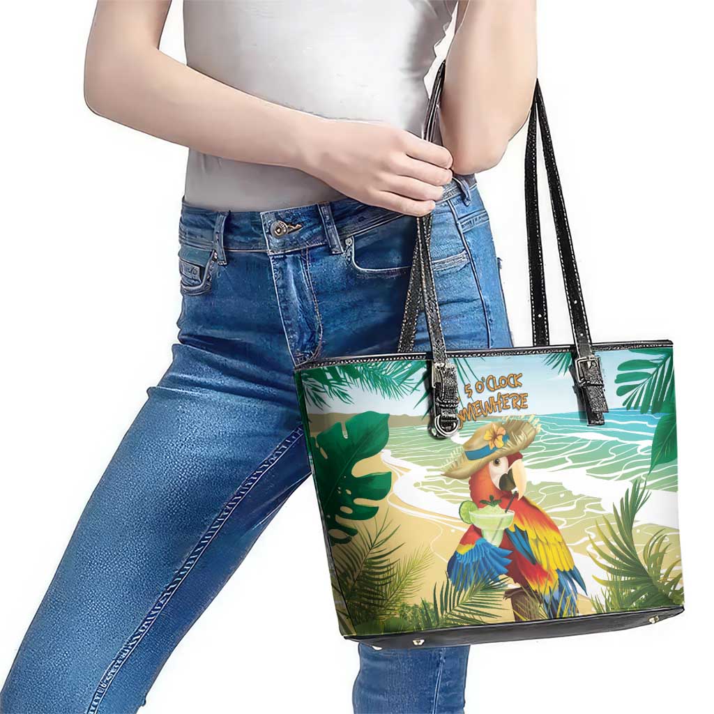 Aloha Hawaii It's 5 o'clock Somewhere Leather Tote Bag - Wonder Print Shop